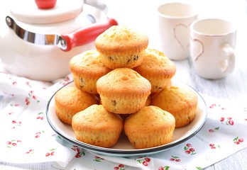 Tasty muffins with raisins