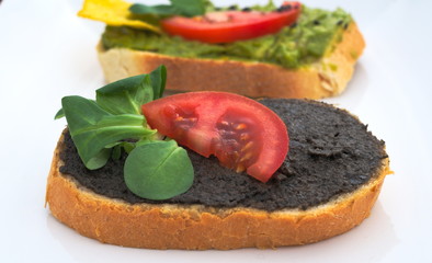 Black olive pate bread roll