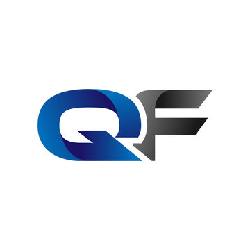 Modern Simple Initial Logo Vector Blue Grey Letters qf