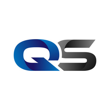 Modern Simple Initial Logo Vector Blue Grey Letters qs