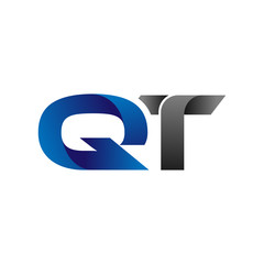 Modern Simple Initial Logo Vector Blue Grey Letters qt