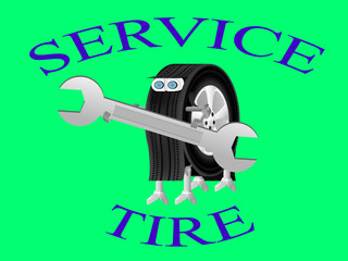 Robot-wheel logo of the service center