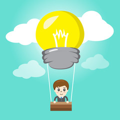 hot air balloon light bulb idea - vector illustration