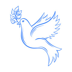 Vector Dove. Hand drawn Dove of Peace illustration, dove with ol