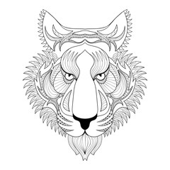 Vector Tiger. Zentangle Tiger face illustration, Tiger head prin