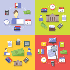 Vector collection of flat and colorful business and finance concepts. 