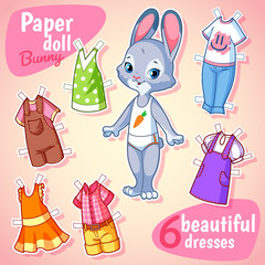 Very cute paper doll with six beautiful dresses.
