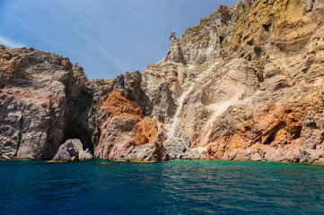 Cliffs and rocks of Lipari,  Italy.