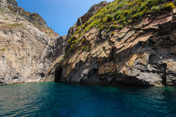 Fototapeta na wymiar Cliffs and rocks of Lipari, Italy.
