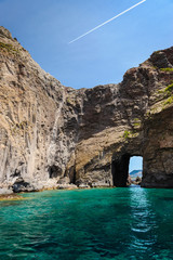 Cliffs and rocks of Lipari,  Italy.