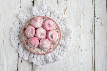 Homemade pink marshmallows currant - zephyr
