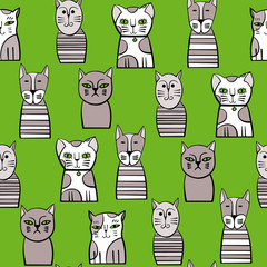 Fototapeta premium Cute Cats. Cartoon vector seamless pattern.