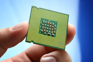 micro processor chip in hand