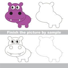Hippo. Drawing worksheet.