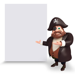 Illustration of pirate with white board