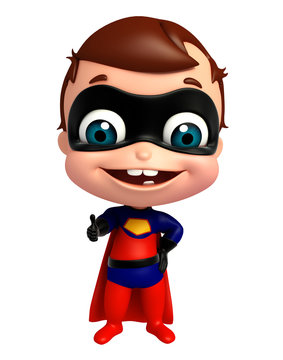 3D Rendered illustration of superbaby with thums up pose