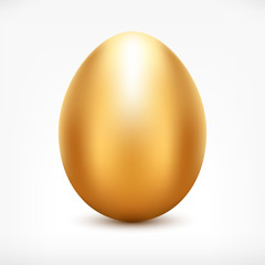 Vector golden egg. Shiny metallic Easter egg icon for your design.
