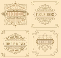 Vintage logo templates with Flourishes Elegant Design Elements