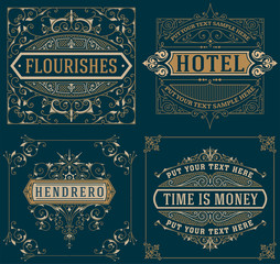 Set of Vintage cards. vector template.