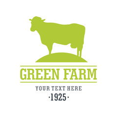 Flat design icons with farm animal - cow