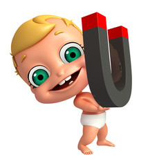 3D Render of baby with magnet