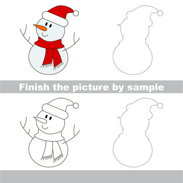 Snowman. Drawing worksheet.