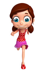 3D Render of Little Girl with running pose