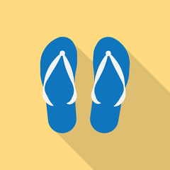 vector pair of blue summer flip flops