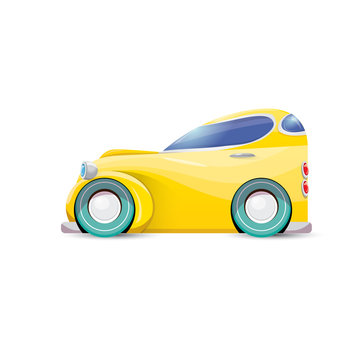 Vector Cartoon Orange Car Isolated On White