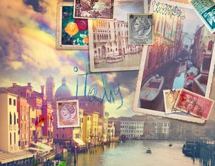 Papier Peint photo Imagination Vacances en Italie, cartes postales anciennes de Venise