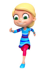 3D Render of Little Girl with running pose