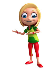 3D Render of Little Girl with pointing pose