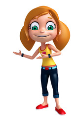 3D Render of Little Girl with pointing pose