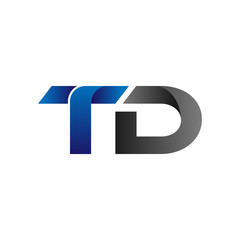 Modern Simple Initial Logo Vector Blue Grey Letters td