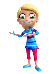 3D Render of Little Girl with pointing pose