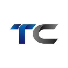 Modern Simple Initial Logo Vector Blue Grey Letters tc