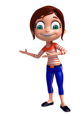3D Render of Little Girl with pointing pose