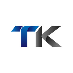Modern Simple Initial Logo Vector Blue Grey Letters tk