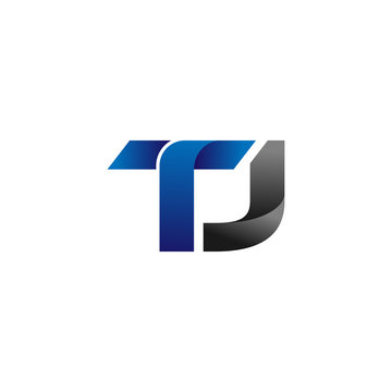 Modern Simple Initial Logo Vector Blue Grey Letters tj