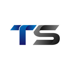 Modern Simple Initial Logo Vector Blue Grey Letters ts