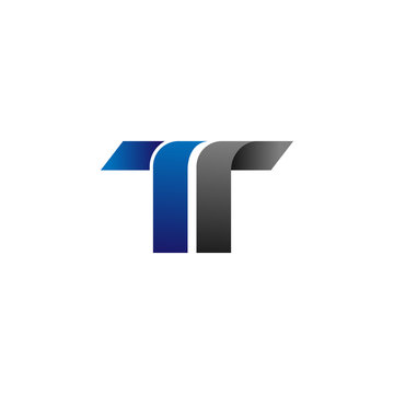 Modern Simple Initial Logo Vector Blue Grey Letters tt