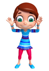 3D Render of Little Girl with funny pose