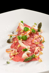 Fine dining beef carpaccio
