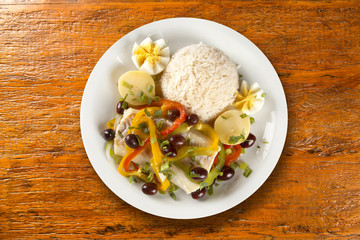 A typical Portuguese dish with codfish called Bacalhau do Porto