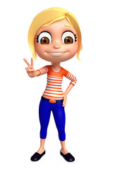 3D Render of Little Girl with victory pose