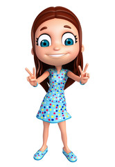 3D Render of Little Girl with victory pose