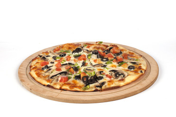 Mixed pizza on a white background