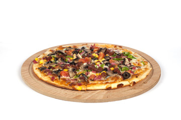Mixed pizza on a white background