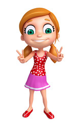 3D Render of Little Girl with victory pose