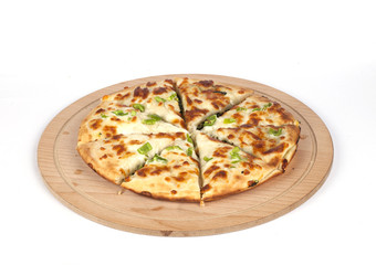 Mixed pizza on a white background